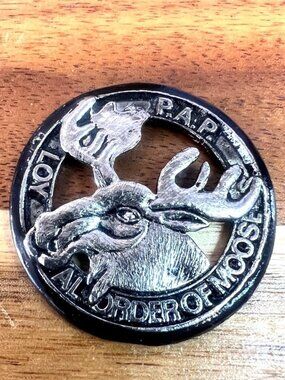 Set of 4 Vintage Moose Lodge souvenir buttons, 3D, historical memorabilia